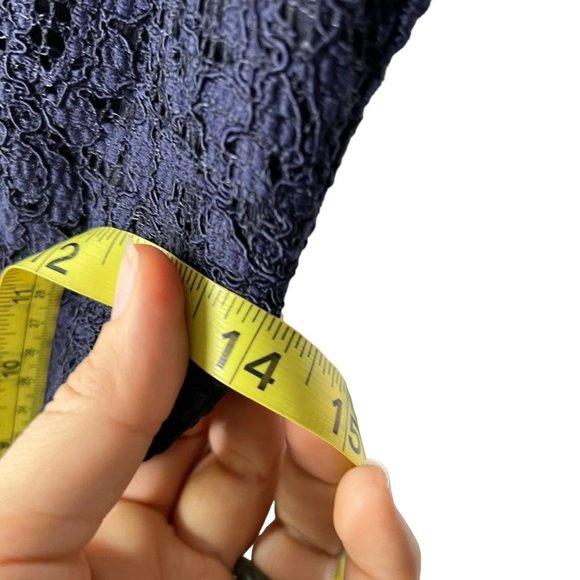 Adrianna Papell Navy Blue Long Sleeve Tapered Full Length Dress 4 - Picture 11 of 13